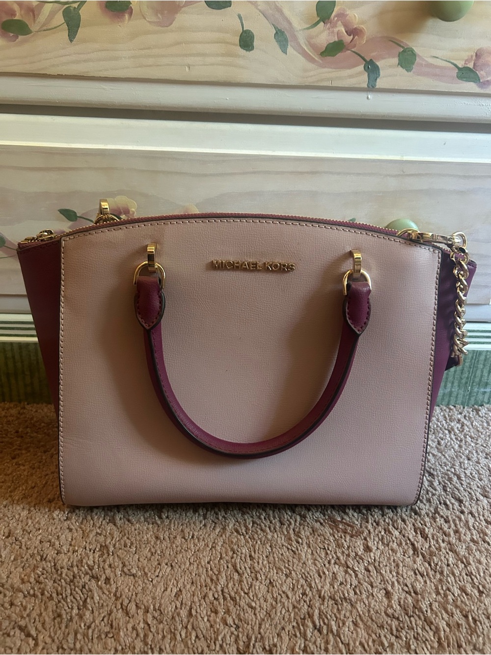 Michael Kors Blush and Berry Two-Tone satchel